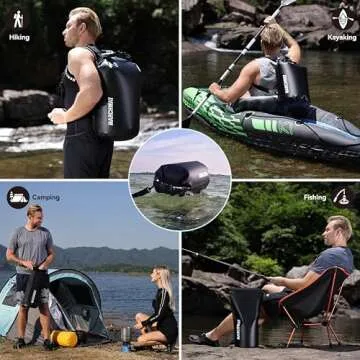 MARCHWAY Floating Waterproof Dry Bag Backpack 5L/10L/20L/30L/40L, Roll Top Sack Keeps Gear Dry for Kayaking, Rafting, Boating, Swimming, Camping, Hiking, Beach, Fishing (Black, 40L)