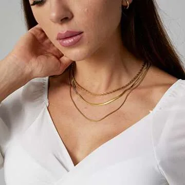Tasiso Gold Necklaces for Women 18K Gold Plated Layering Snake Chain Necklace Layered Twisted Rope Chain Necklace Set Minimalist Everyday Waterproof Jewelry Gifts