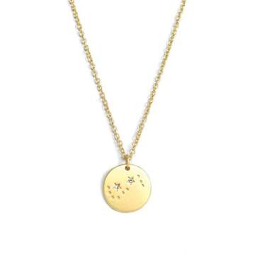 Lucky Feather Scorpio Zodiac Sign Constellation Pendant Necklace for Women, 14K Gold-Dipped with Adj...