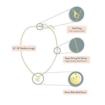 Lucky Feather Scorpio Zodiac Sign Constellation Pendant Necklace for Women, 14K Gold-Dipped with Adjustable 16” – 18” Chain