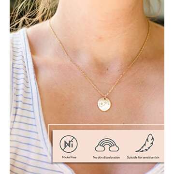 Lucky Feather Scorpio Zodiac Sign Constellation Pendant Necklace for Women, 14K Gold-Dipped with Adjustable 16” – 18” Chain