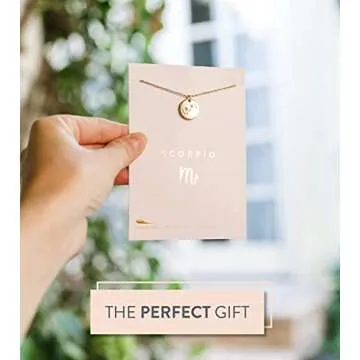 Lucky Feather Scorpio Zodiac Sign Constellation Pendant Necklace for Women, 14K Gold-Dipped with Adjustable 16” – 18” Chain