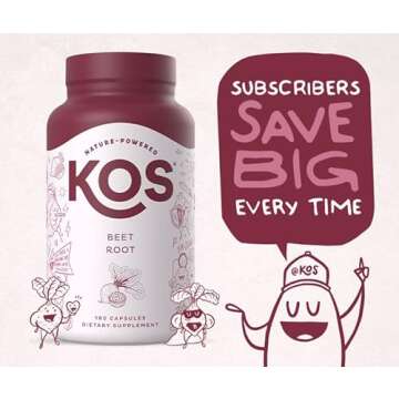 KOS Organic Beet Root Capsules 1500mg - Superfood Powder - Supports Healthy & Active Lifestyle - 180...