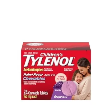 Tylenol Children's Chewables with 160 mg Acetaminophen, Pain Reliever & Fever Reducer for Kids' Cold...