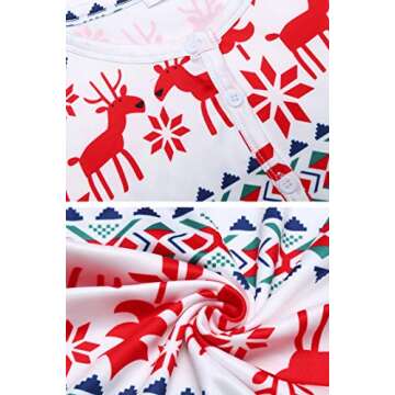 HOTOUCH Womens Holiday Onesie Long Sleeve Onesie Union Suit Thermal Underwear Set Sleepwear Pajama Jumpsuit Union (S, Christimas)