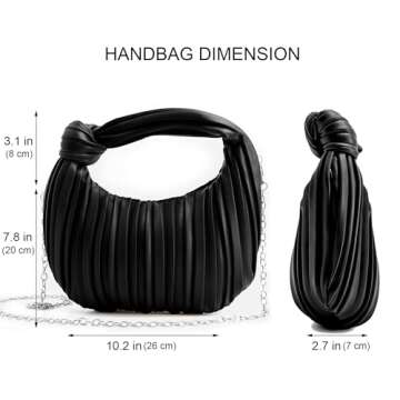 NIUEIMEE ZHOU Small Knotted Handbags for Women Soft PU Leather Crossbody Dumpling Bags Cloud Clutch Purses Ruched Pouch Bag