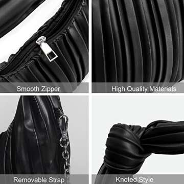 NIUEIMEE ZHOU Small Knotted Handbags for Women Soft PU Leather Crossbody Dumpling Bags Cloud Clutch Purses Ruched Pouch Bag