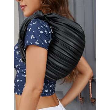 NIUEIMEE ZHOU Small Knotted Handbags for Women Soft PU Leather Crossbody Dumpling Bags Cloud Clutch Purses Ruched Pouch Bag