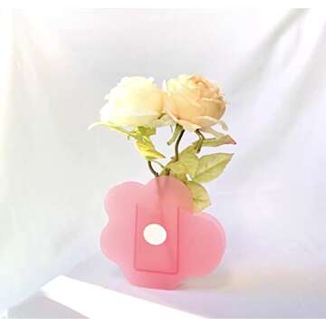 BLOFLO Pink Cloud Shaped Acrylic Flower Vase, Acrylic Vases for Flowers, Modern Clear Acrylic Vase, Contemporary Decor for Home Office Wedding