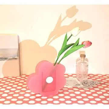 BLOFLO Pink Cloud Shaped Acrylic Flower Vase, Acrylic Vases for Flowers, Modern Clear Acrylic Vase, Contemporary Decor for Home Office Wedding