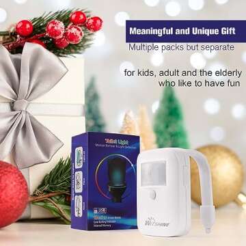 2 Pack Rechargeable Toilet Night Lights with 16-Color Motion Detection - Novelty Bathroom Bowl Light - Cool Funny Birthday Gag Stocking Stuffer Gadget Gifts for Adult Kids Men Father Dad Boys Toddlers