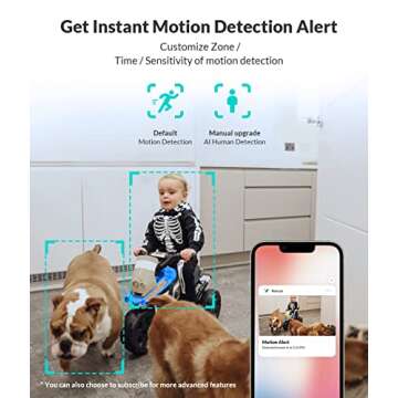 NETVUE Indoor Camera, 1080P FHD 2.4GHz WiFi Pet Camera, Home Camera for Pet/Baby, Dog Camera 2-Way Audio, Indoor Security Camera Night Vision, AI Human Detection, Cloud Storage/TF Card, White