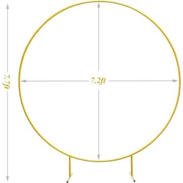 LANGXUN 7.2ft Gold Metal Round Balloon Arch kit, Backdrop Circle Stand Arch Frame for Wedding Birthday Party Decoration, Graduation Decorations and Baby Shower Photo Background