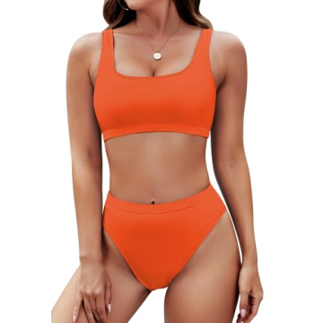 Pink Queen Women's Crop Top High Waisted Cheeky Bikini Set for Flattering Summer Style