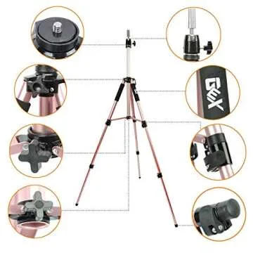 gexworldwide GEX 63" Heavy Duty Mannequin Tripod Stand Wig Stand for Wig Mannequin Head Training Doll Manikin Head for Cosmetology Hairdressing with Travel Bag (Rose Gold)