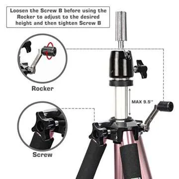 gexworldwide GEX 63" Heavy Duty Mannequin Tripod Stand Wig Stand for Wig Mannequin Head Training Doll Manikin Head for Cosmetology Hairdressing with Travel Bag (Rose Gold)