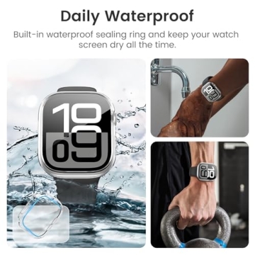 LETOID Waterproof for Apple Watch Series 10 Screen Protector Case 46mm, iWatch Face Cover, Hard PC Protective Bumper with Tempered Glass Accessories for Men Women 46 mm Clear