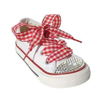 Vibrant 47" Red Gingham Flat Shoelaces for Women