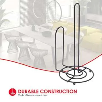 Countertop Paper Towel Holder, by Home Basics (Black) | Kitchen Paper Towels Holder with Tear Arm and Non-Skid Feet | Contemporary Paper Towels Holder 5.75 x 13.25