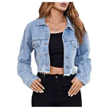 Stylish MakeMeChic Cropped Denim Jacket for Women