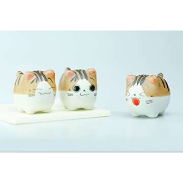 VanEnjoy Original Design Handmade Mini Cute Cartoon Ceramic Succulent Pots Planters Cat, with Drainage Hole, Flower pot, Ceramic Ornaments Cat Gifts for Cat Lovers Office - Pack of 5