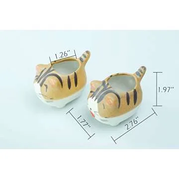 VanEnjoy Original Design Handmade Mini Cute Cartoon Ceramic Succulent Pots Planters Cat, with Drainage Hole, Flower pot, Ceramic Ornaments Cat Gifts for Cat Lovers Office - Pack of 5