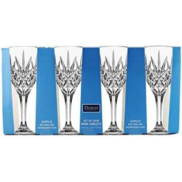Godinger Wine Glasses Goblets, Shatterproof and Reusable Acrylic - Dublin Collection, Set of 4