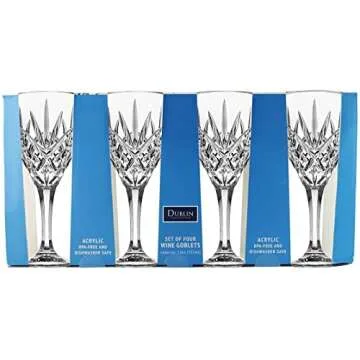 Godinger Wine Glasses Goblets, Shatterproof and Reusable Acrylic - Dublin Collection, Set of 4