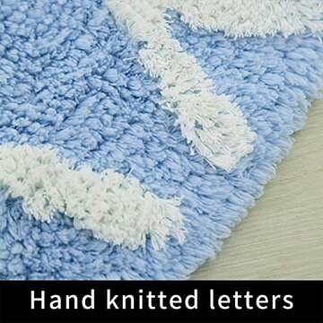 blue page ABC Rug for Kids Room Circle Nursery Rug for Baby Boy and Girl - Neutral Cotton Alphabet Rug Round Kids Rug Toddler Playroom Rug, Letter Reading Carpet, 40 Inch, Blue