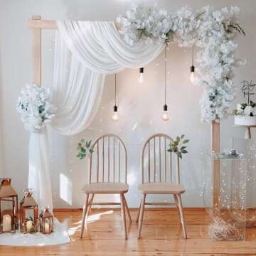 Wedding Arch Draping Fabric 3 Panels 27.5" x 18.3Ft White Arch Drape Chiffon Fabric Sheer Backdrop Curtains for Party Ceremony Wedding Ceiling Decorations