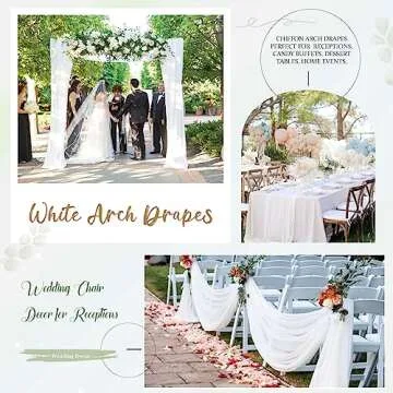 Wedding Arch Draping Fabric 3 Panels 27.5" x 18.3Ft White Arch Drape Chiffon Fabric Sheer Backdrop Curtains for Party Ceremony Wedding Ceiling Decorations