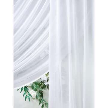Wedding Arch Draping Fabric 3 Panels 27.5" x 18.3Ft White Arch Drape Chiffon Fabric Sheer Backdrop Curtains for Party Ceremony Wedding Ceiling Decorations