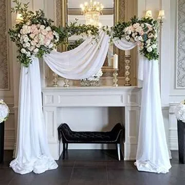 Wedding Arch Draping Fabric 3 Panels 27.5" x 18.3Ft White Arch Drape Chiffon Fabric Sheer Backdrop Curtains for Party Ceremony Wedding Ceiling Decorations