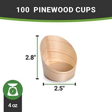 Restaurantware 4 Ounce Small Dessert Cups 100 Slanted Dessert Tasting Cups - Disposable Serves Hors d'oeuvres Samples Or Snacks Pinewood Appetizer Containers For Weddings Parties And Events