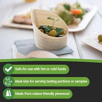 Restaurantware 4 Ounce Small Dessert Cups 100 Slanted Dessert Tasting Cups - Disposable Serves Hors d'oeuvres Samples Or Snacks Pinewood Appetizer Containers For Weddings Parties And Events