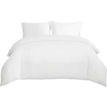 Bedsure White Duvet Cover Queen Size - Soft Double Brushed Bedding Set for Kids & Adults, Zipper Closure, 3 Pieces, Includes 1 Duvet Cover (90"x90") & 2 Pillow Shams, NO Comforter