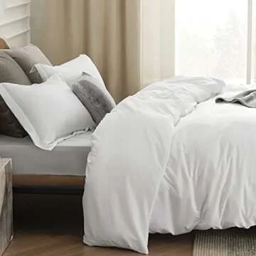 Bedsure White Duvet Cover - Soft, Durable Queen Bedding Set