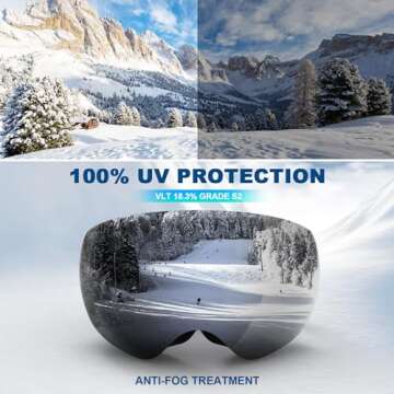 LAVOLLY Ski Goggles Snowboard Goggles Adult, 100% UV Protection Anti-Fog Snow Goggles Snowmobile Ski...