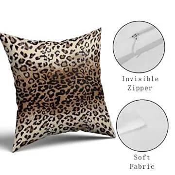 Brown Leopard Pillow Cover 18x18 Inches Cheetah Throw Pillows Set of 2 Soft Cotton Leopard Print Decorative Throw Pillow Covers for Home Couch Sofa Bedroom Livingroom