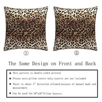 Brown Leopard Pillow Cover 18x18 Inches Cheetah Throw Pillows Set of 2 Soft Cotton Leopard Print Decorative Throw Pillow Covers for Home Couch Sofa Bedroom Livingroom