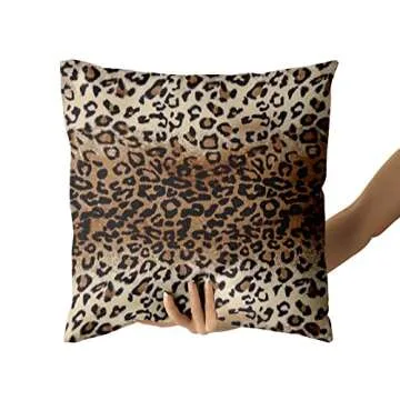 Brown Leopard Pillow Cover 18x18 Inches Cheetah Throw Pillows Set of 2 Soft Cotton Leopard Print Decorative Throw Pillow Covers for Home Couch Sofa Bedroom Livingroom