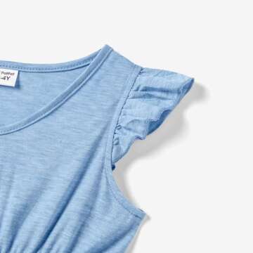 PATPAT Family Matching Outfits Mommy and Me Dress Floral Print Sleeveless Crewneck Dress For Girl 6-7 Years