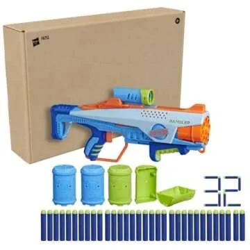 Nerf Elite Junior Rookie Pack, Easy Play Toy Foam Blaster, 32 Nerf Elite Darts, 4 Targets, Nerf Blasters for Kids Outdoor Games, Ages 6 & Up (Amazon Exclusive)