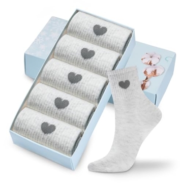 Corlap Women's Crew Socks Ankle High Cotton Fun Cute Athletic Running Socks Gifts For Women (5-Pairs...