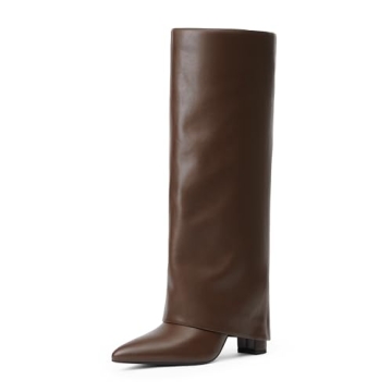 Shop Modatope Fold Over Knee High Brown Boots