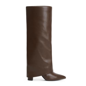 Shop Modatope Fold Over Knee High Brown Boots
