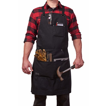 Hudson Durable Goods - Heavy Duty Waxed Canvas Apron, Adjustable up to XXL for Men & Women (Black)