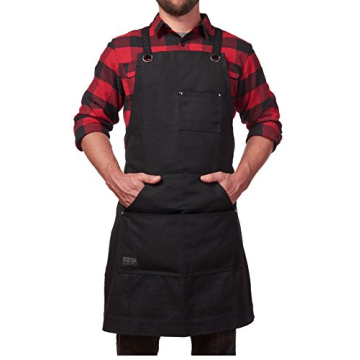Hudson Durable Goods - Heavy Duty Waxed Canvas Apron, Adjustable up to XXL for Men & Women (Black)