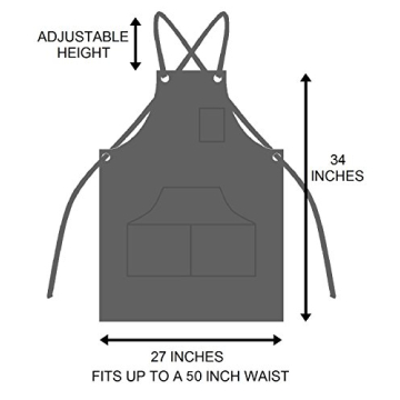 Hudson Durable Goods - Heavy Duty Waxed Canvas Apron, Adjustable up to XXL for Men & Women (Black)