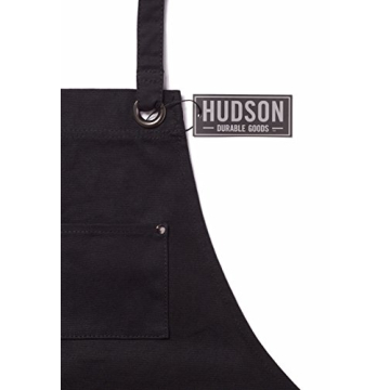 Hudson Durable Goods - Heavy Duty Waxed Canvas Apron, Adjustable up to XXL for Men & Women (Black)